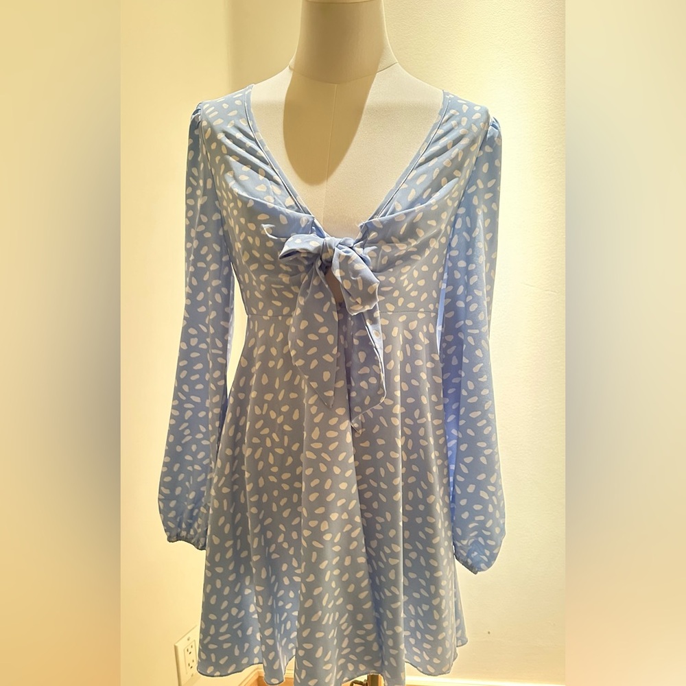 Chic Blue Patterned Dress - Picture 8 of 13